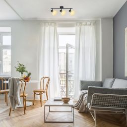 Rabalux Rattan lampa podsufitowa 3x15W czarny mat/beżowy 3135