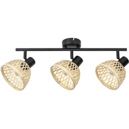 Rabalux Rattan lampa podsufitowa 3x15W czarny mat/beżowy 3135