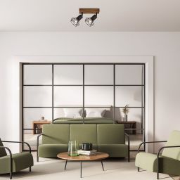 Rabalux Zeus lampa podsufitowa 2x40W czarny mat/dąb 3138