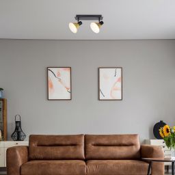 Rabalux Alvaro lampa podsufitowa 2x40W czarny mat/złoty 3158