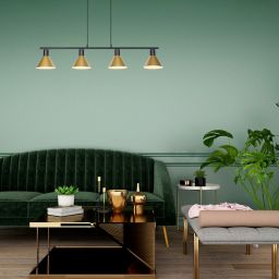 Rabalux Alvaro lampa wisząca 4x40W czarny mat/złoty 3160