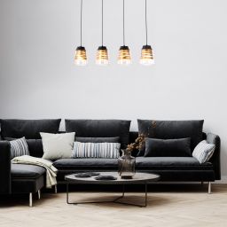 Rabalux Zenaida lampa wisząca 4x60W czarny mat/złoty 3544