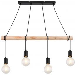 Rabalux Pablo lampa wisząca 4x40W czarny mat/drewno 3980