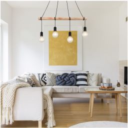 Rabalux Pablo lampa wisząca 4x40W czarny mat/drewno 3980