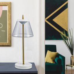 Rabalux Aviana lampa stołowa 1x6W LED biała/mosiądz/przezroczysta 5030