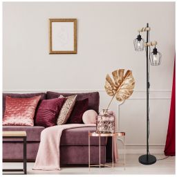 Rabalux Fabian lampa stojąca 2x40W czarny/drewno 5246