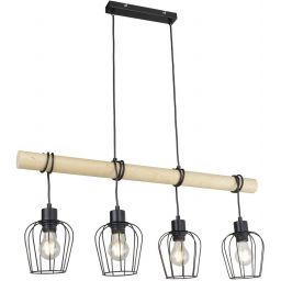 Rabalux Fabian lampa wisząca 4x40W czarny/drewno 5247