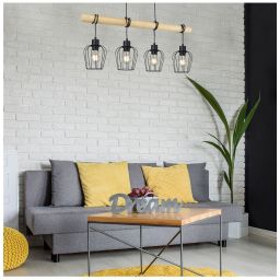 Rabalux Fabian lampa wisząca 4x40W czarny/drewno 5247