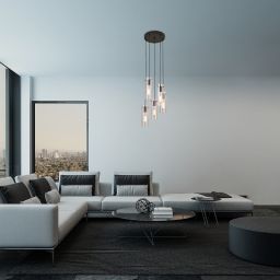 Rabalux Acantha lampa wisząca 5x60W czarny/przezroczysty 5260