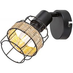 Rabalux Indiana kinkiet 1x25W czarny mat/naturalny 5281