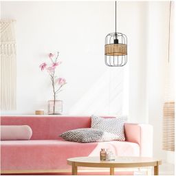 Rabalux Indiana lampa wisząca 1x40W czarny mat/naturalny 5283