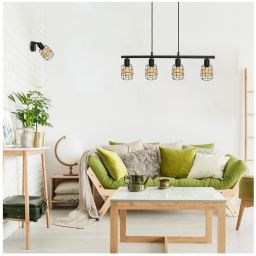 Rabalux Indiana lampa wisząca 4x25W czarny mat/naturalny 5284