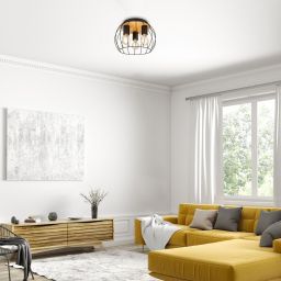 Rabalux Kamala lampa podsufitowa 3x25W czarny/drewno 5293