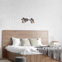 Rabalux Oberon kinkiet 2x40W brązowy/bursztynowy 5336