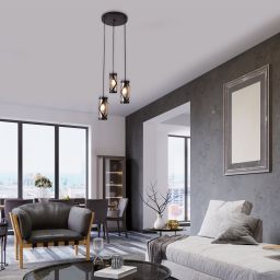 Rabalux Oberon lampa wisząca 3x40W brązowy/bursztynowy 5339