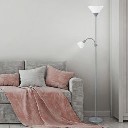 Rabalux Action lampa stojąca 1x100W/1x25W biała/srebrna 4028