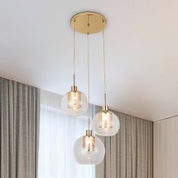 Rabalux Philana lampa wisząca 3x60W złoty/przezroczysty 6496