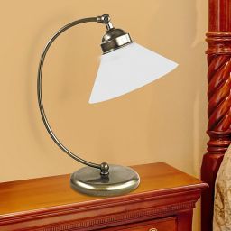 Rabalux Marian lampa stołowa 1x60W mosiądz/biała 2702