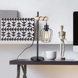 Rabalux Fabian lampa stołowa 1x40W czarny/drewno 5245