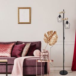 Rabalux Fabian lampa stojąca 2x40W czarny/drewno 5246