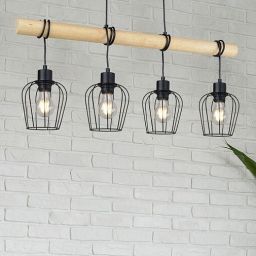 Rabalux Fabian lampa wisząca 4x40W czarny/drewno 5247