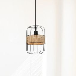 Rabalux Indiana lampa wisząca 1x40W czarny mat/naturalny 5283