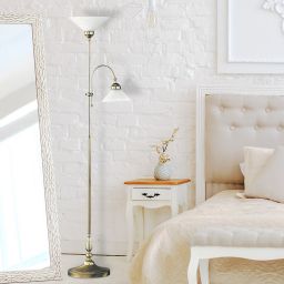 Rabalux Marian lampa stojąca 2x60W mosiądz/biała 2708