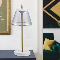 Rabalux Aviana lampa stołowa 1x6W LED biała/mosiądz/przezroczysta 5030