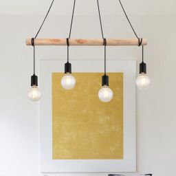 Rabalux Pablo lampa wisząca 4x40W czarny mat/drewno 3980