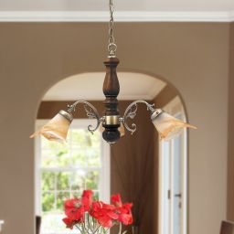 Rabalux Rustic 3 lampa wisząca 3x40W brązowa/mosiądz/alabaster 7093