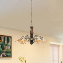 Rabalux Rustic 3 lampa wisząca 5x40W brązowa/mosiądz/alabaster 7095