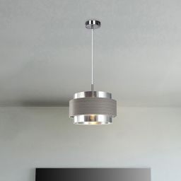 Rabalux Basil lampa wisząca 1x40W chrom/szary dąb 5383