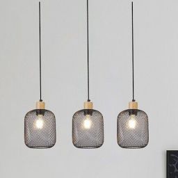 Rabalux Grendel lampa wisząca 3x60W czarny mat/buk 3132