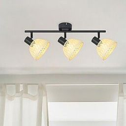 Rabalux Rattan lampa podsufitowa 3x15W czarny mat/beżowy 3135