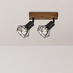 Rabalux Zeus lampa podsufitowa 2x40W czarny mat/dąb 3138