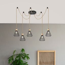 Rabalux Farfalle lampa wisząca 5x40W czarny/drewno 3150