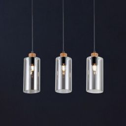Rabalux Tanno lampa wisząca 3x25W dąb/szkło dymne 72123