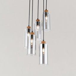 Rabalux Tanno lampa wisząca 5x25W drewno/przezroczysty 72125