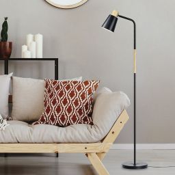 Rabalux Azim lampa stojąca 1x40W czarny/drewno 74003