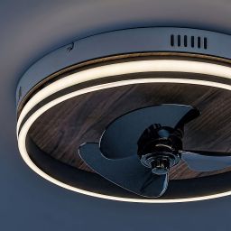 Rabalux Faustine lampa podsufitowa 1x30W LED z wentylatorem czarny/biały/drewno 71016