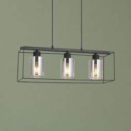 Rabalux Chadwick lampa wisząca 3x25W czarny/szkło dymne 72033