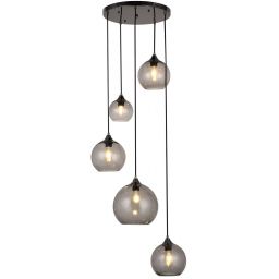 Rabalux Tanesha lampa wisząca 5x40W czarny/dymny 6440