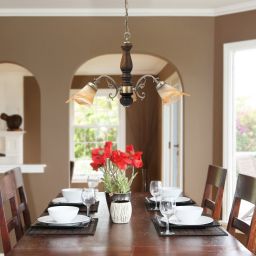 Rabalux Rustic 3 lampa wisząca 3x40W brązowa/mosiądz/alabaster 7093