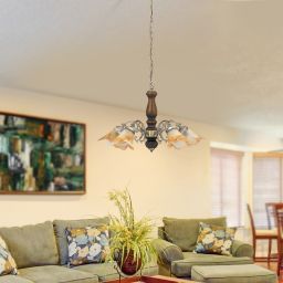 Rabalux Rustic 3 lampa wisząca 5x40W brązowa/mosiądz/alabaster 7095