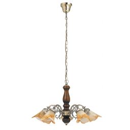Rabalux Rustic 3 lampa wisząca 5x40W brązowa/mosiądz/alabaster 7095