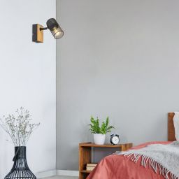 Rabalux Metta kinkiet 1x14W czarny/dąb 71151