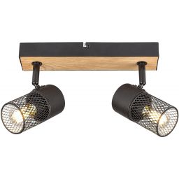 Rabalux Metta lampa podsufitowa 2x14W czarny/dąb 71152