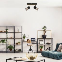 Rabalux Metta lampa podsufitowa 2x14W czarny/dąb 71152