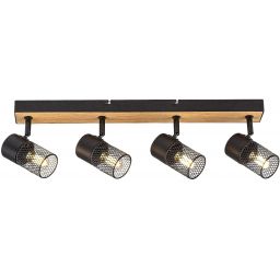 Rabalux Metta lampa podsufitowa 4x14W czarny/dąb 71154