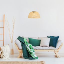 Rabalux Rattan lampa wisząca 1x25W czarny/drewno 72025